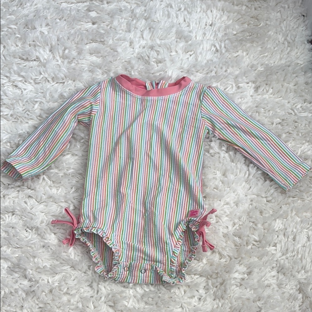 Ruffle Butts Pink and Green Bodysuit One Piece